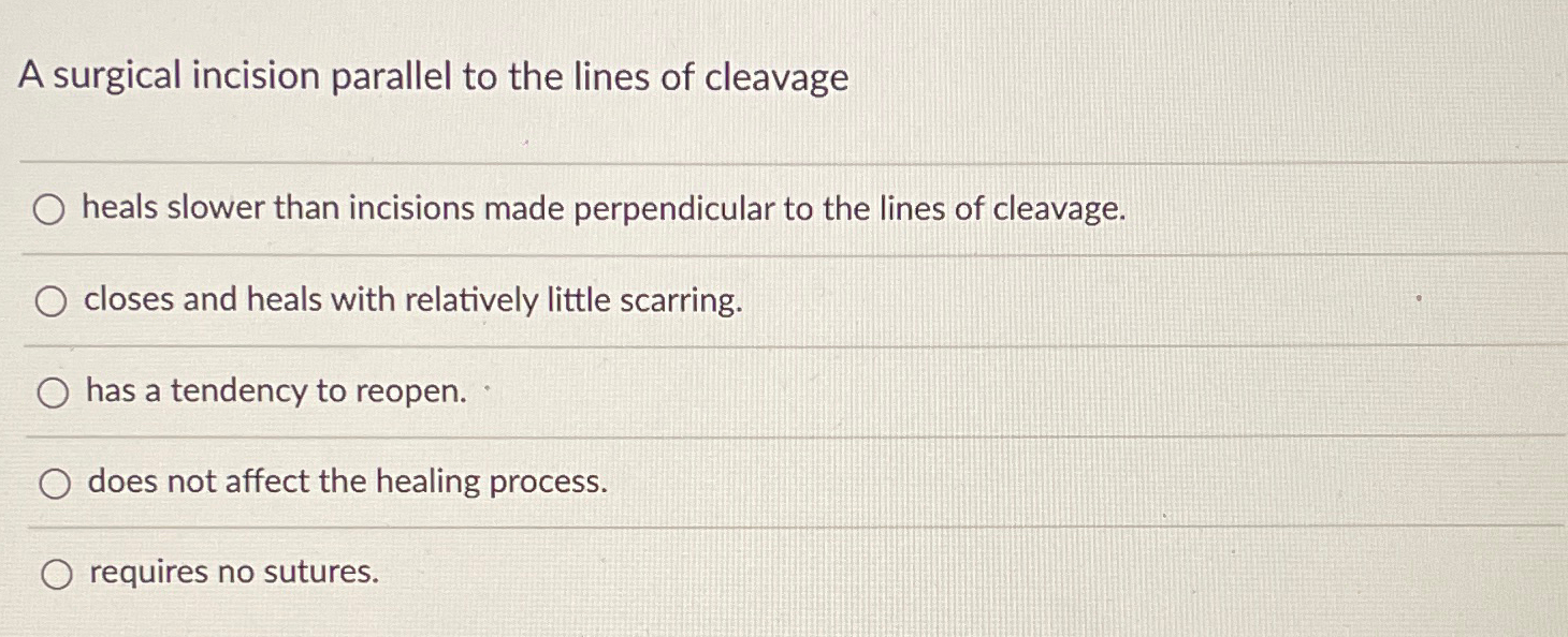 Solved A surgical incision parallel to the lines of | Chegg.com