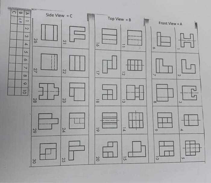 Solved Which top view B and side view C are correct, for the | Chegg.com