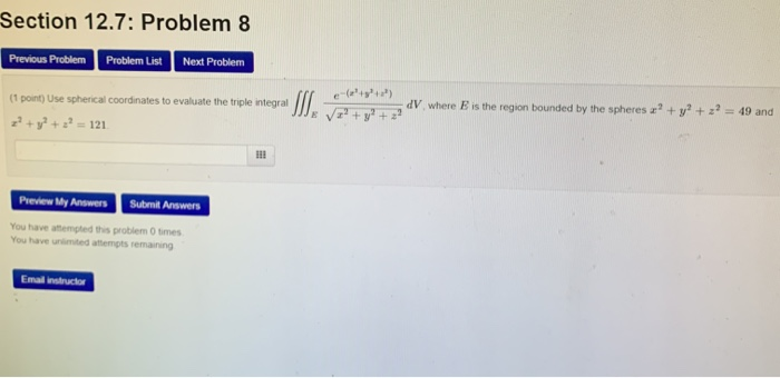 Solved Section 12.7: Problem 8 Previous Problem Problem List | Chegg.com