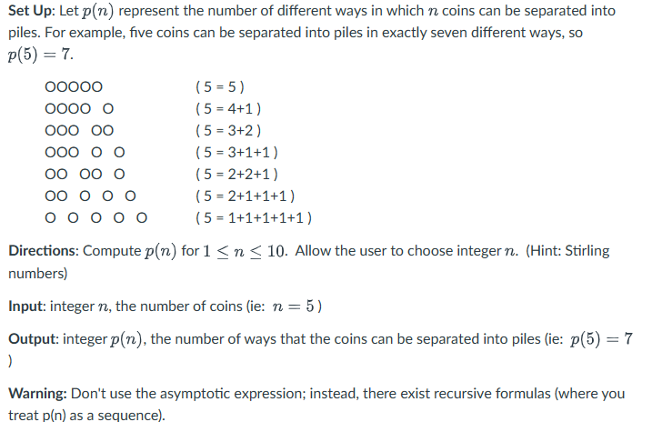 Solved In Java with a scanner onlySet Up: Let p(n) | Chegg.com