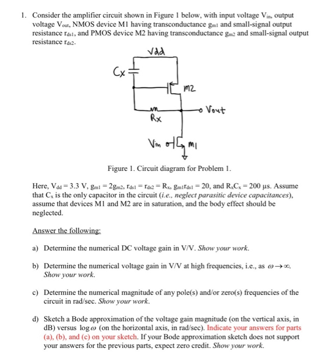 Solved 1. Consider the amplifier circuit shown in Figure 1 | Chegg.com