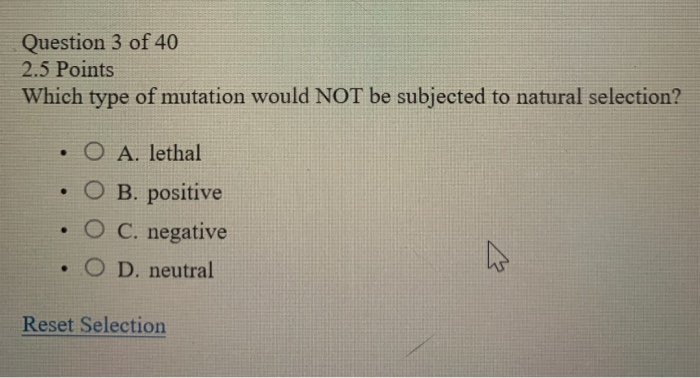 Solved Question 3 of 40 2.5 Points Which type of mutation | Chegg.com
