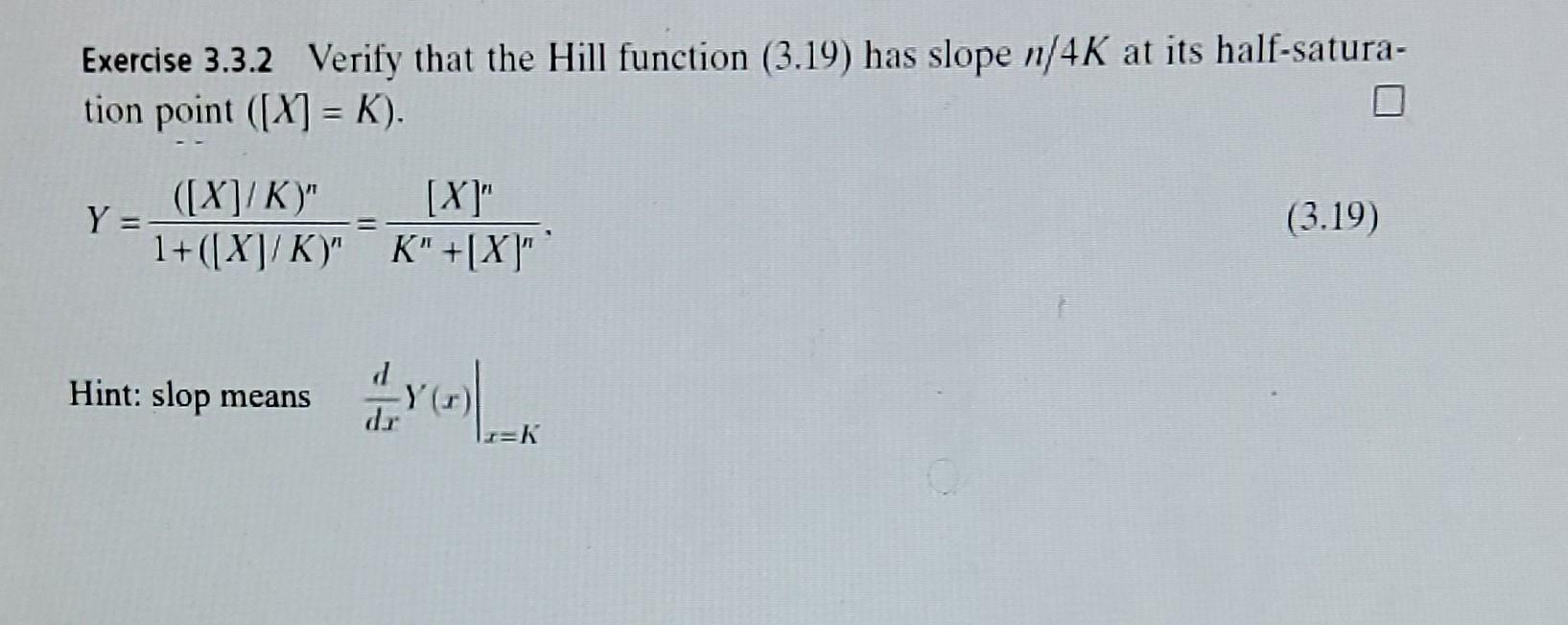 Solved Exercise 3 3 2 Verify That The Hill Function 3 19