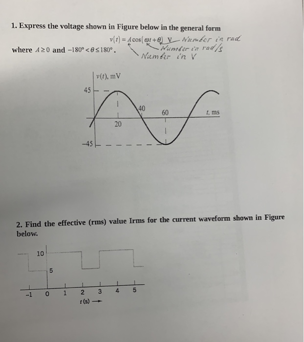 Solved 1. Express the voltage shown in Figure below in the | Chegg.com