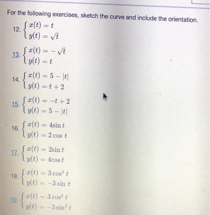 Solved For The Following Exercises Sketch The Curve And Chegg Com