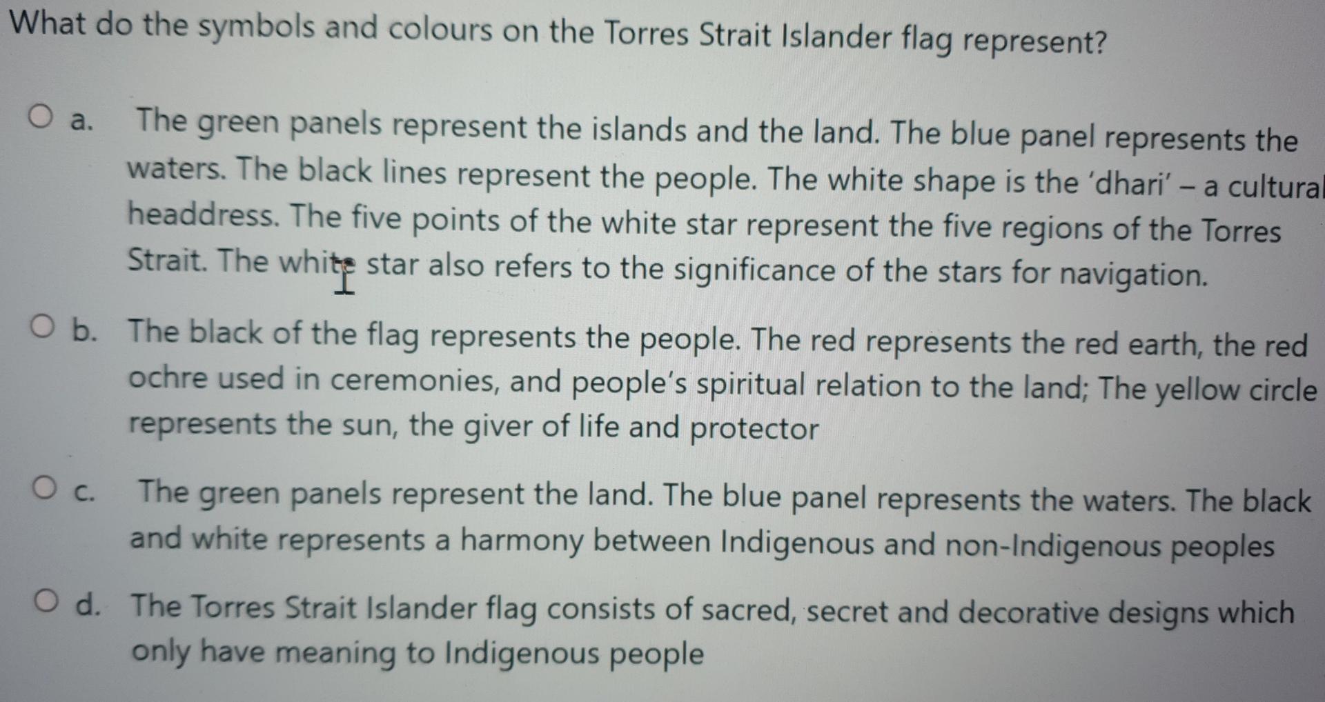Solved What do the symbols and colours on the Torres Strait | Chegg.com