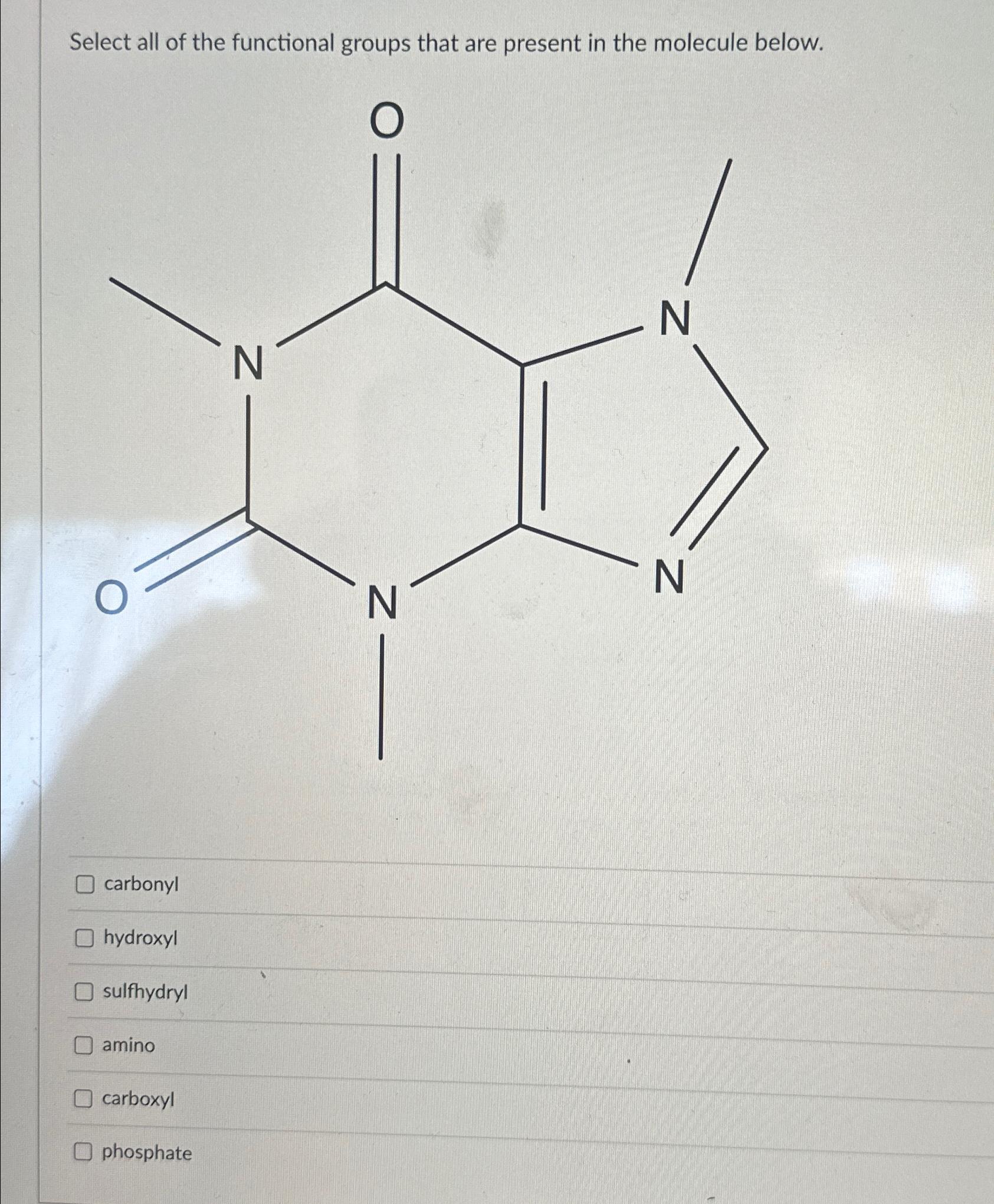 Solved Select all of the functional groups that are present | Chegg.com
