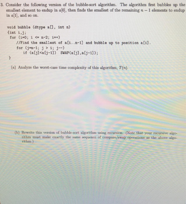 Solved 3. Consider the following version of the bubble-sort | Chegg.com