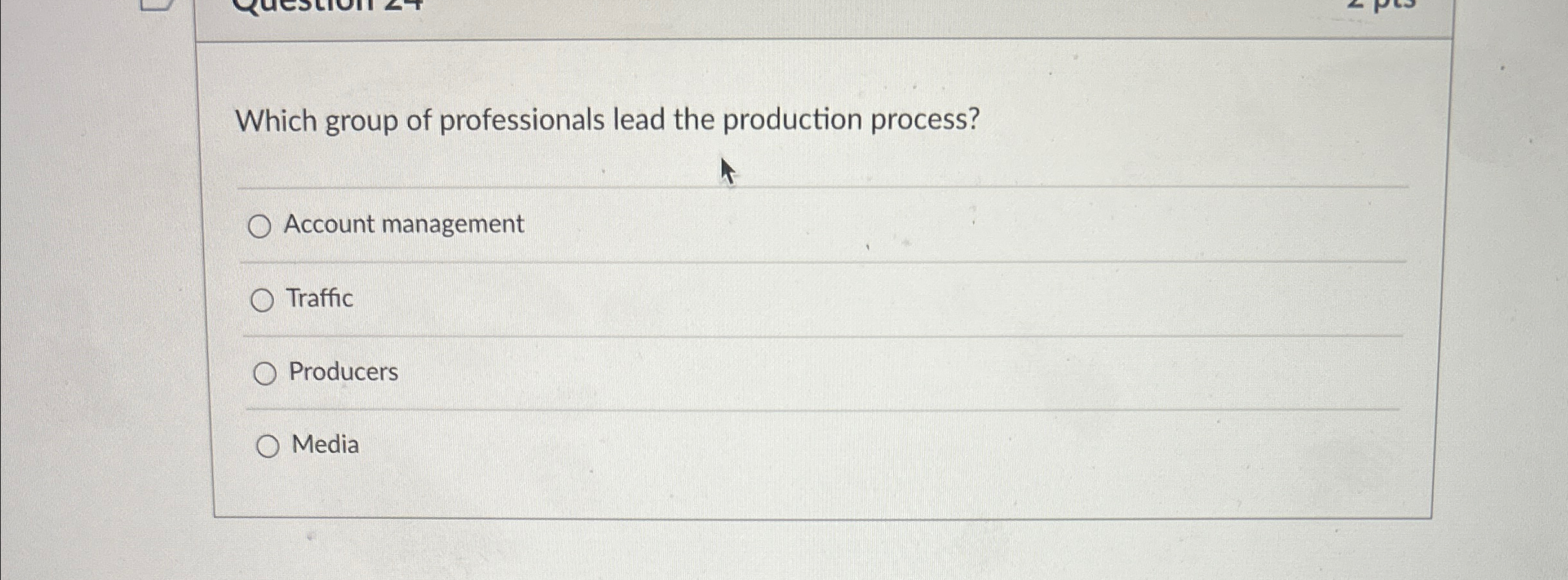 Solved Which group of professionals lead the production | Chegg.com