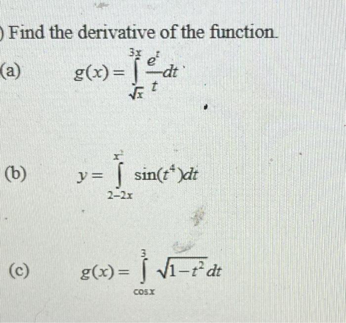 Solved Find The Derivative Of The Function A