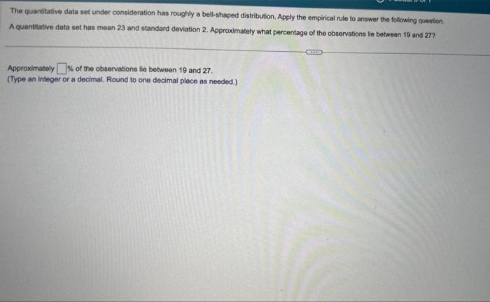 Solved The quantitative data set under consideration has | Chegg.com