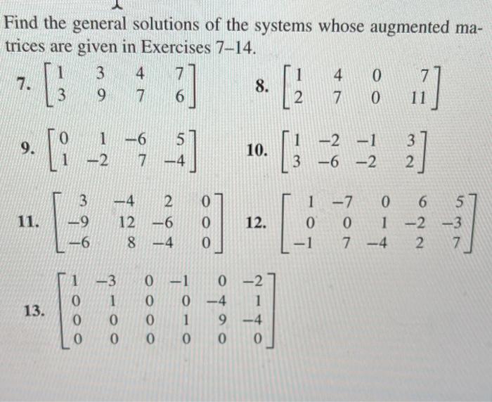 Solved Find the general solutions of the systems whose | Chegg.com