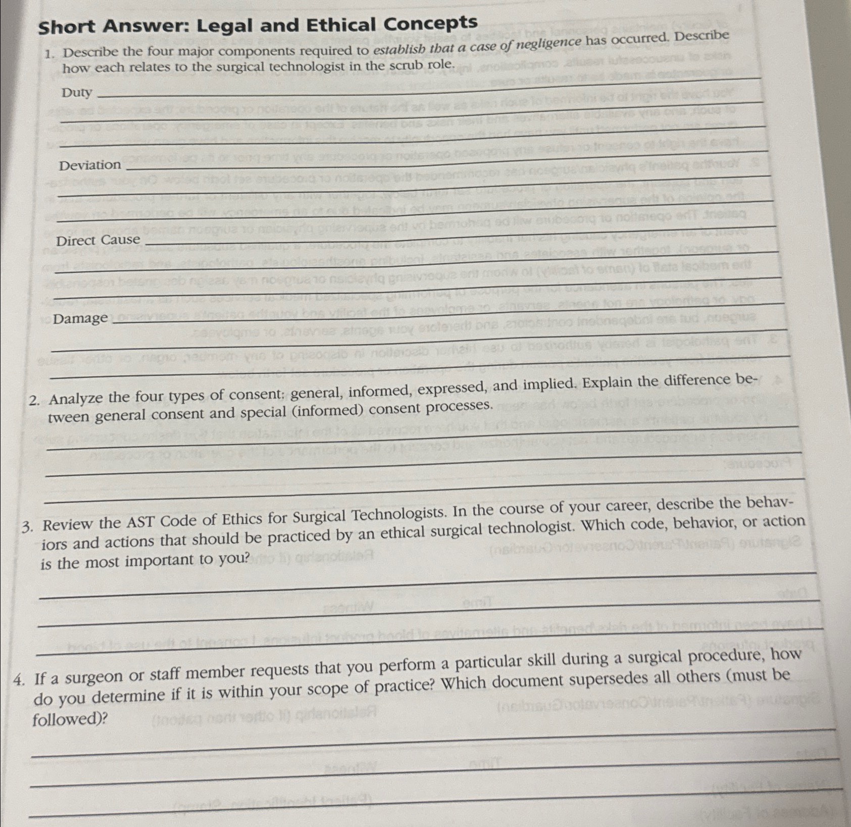 Solved Short Answer: Legal and Ethical ConceptsDescribe the | Chegg.com