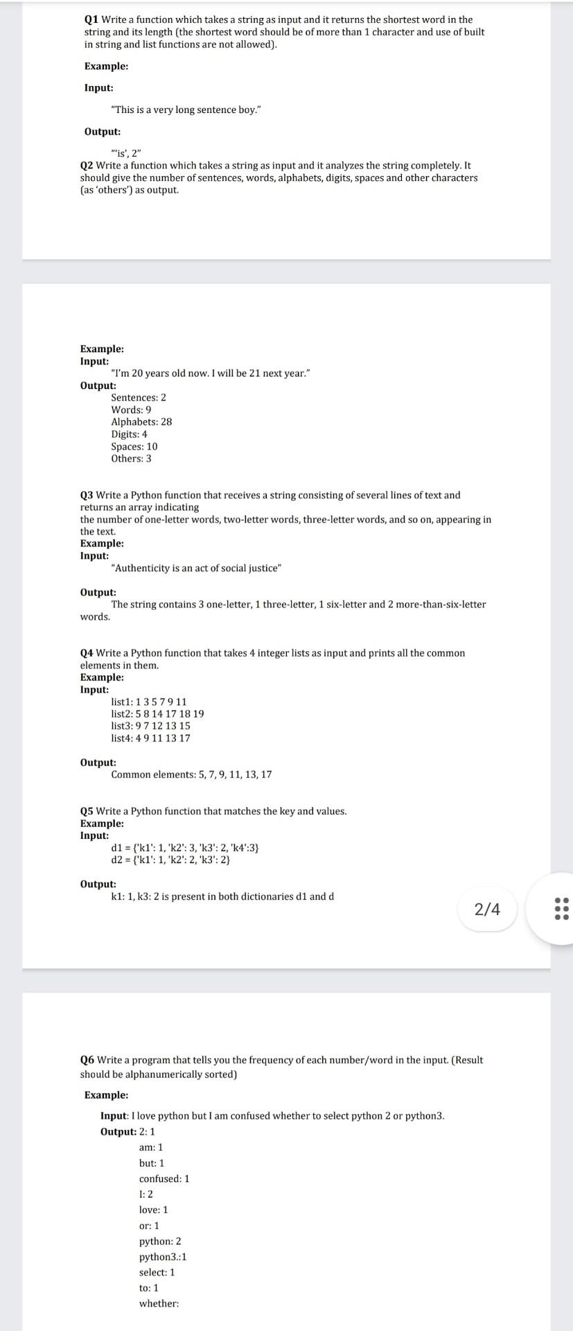 Solved 1 Write a function which takes a string as input and | Chegg.com