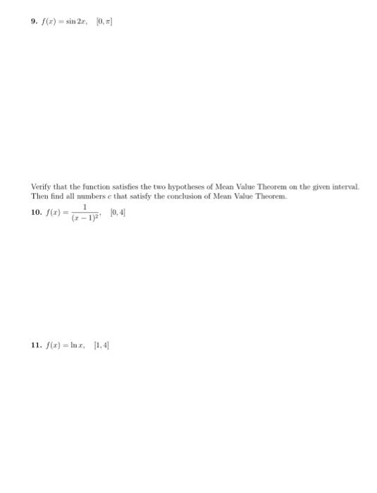 Solved 9. f(x) = sin 2.1, 0.1 Verify that the function | Chegg.com