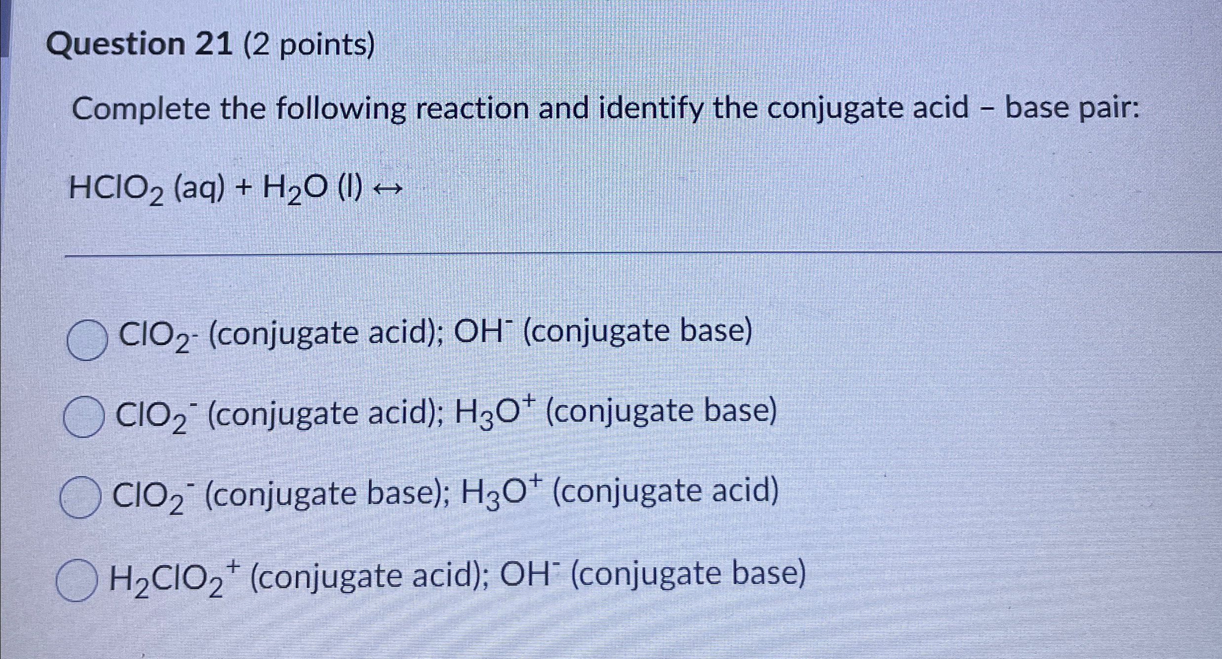 Solved Question 21 (2 ﻿points)Complete the following | Chegg.com