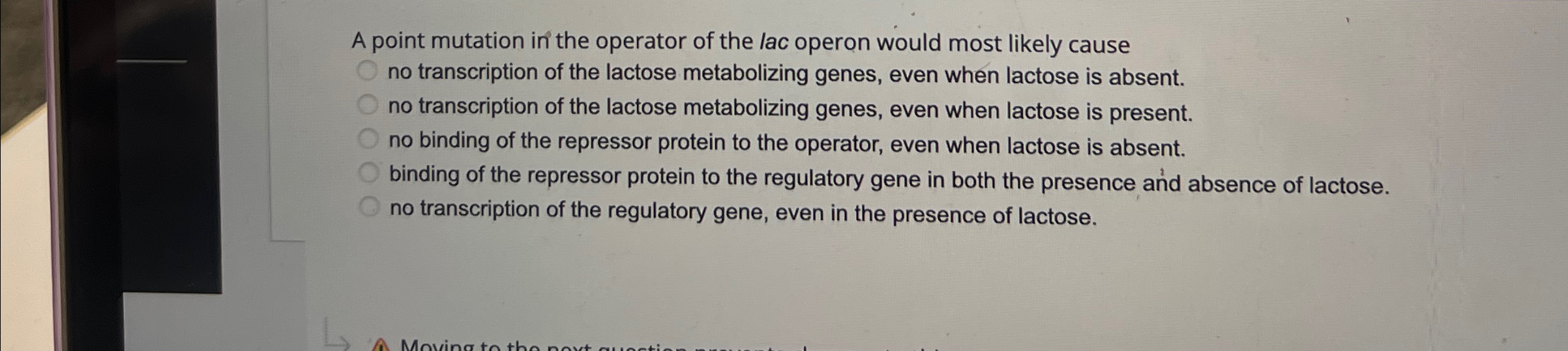 Solved A point mutation in the operator of the lac operon | Chegg.com