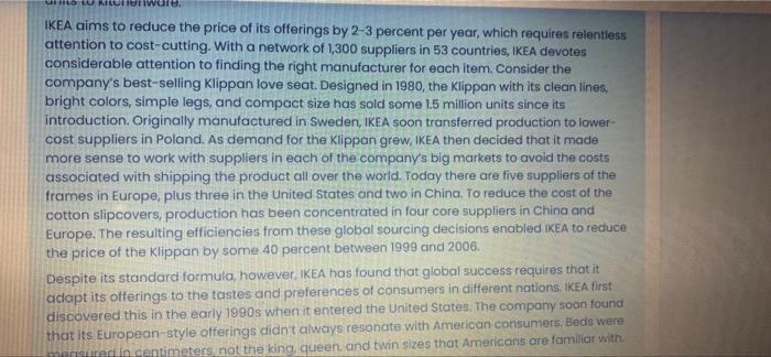 Solved In the case study of 'IKEA - The Global Retailer" | Chegg.com