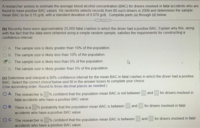 Solved A researcher wishes to estimate the average blood | Chegg.com