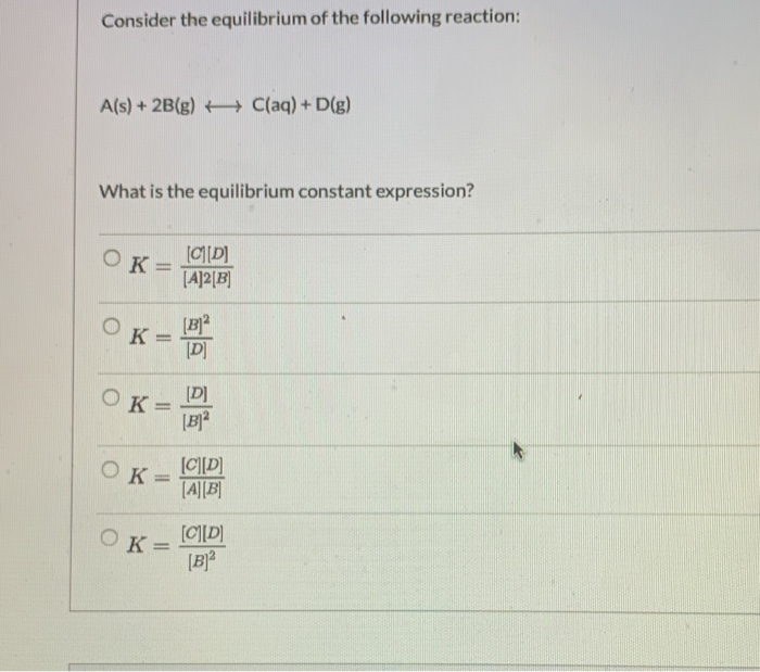 Solved Consider the equilibrium of the following reaction: | Chegg.com