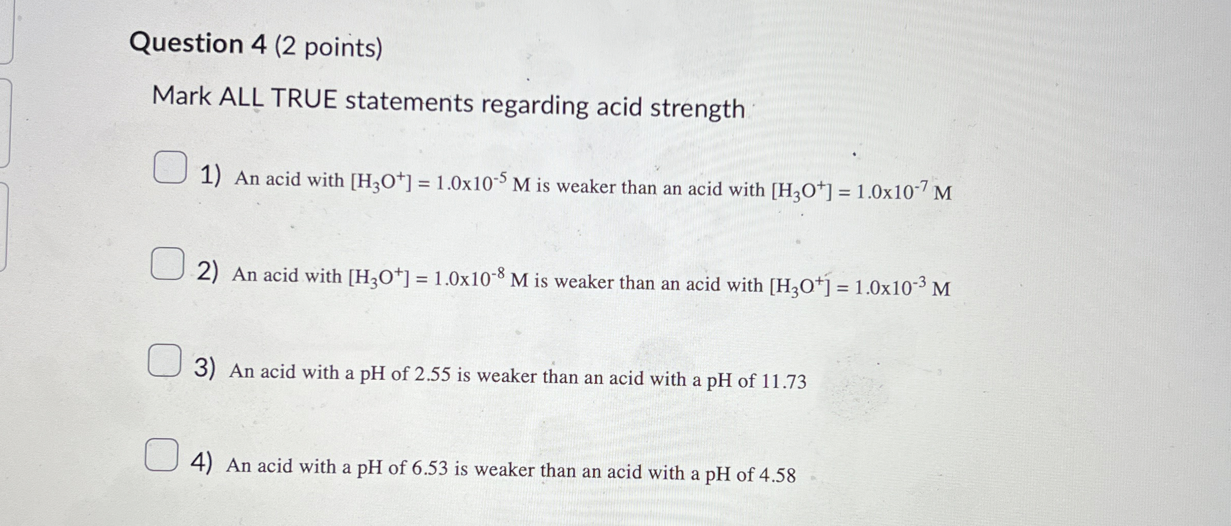 Solved Question 4 (2 ﻿points)Mark ALL TRUE statements | Chegg.com