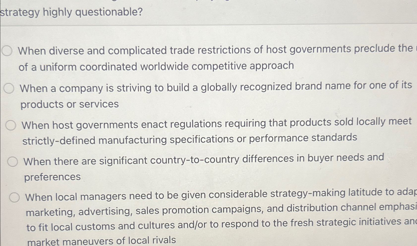 Solved strategy highly questionable?When diverse and | Chegg.com