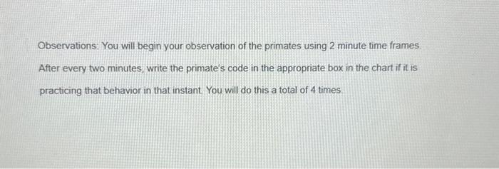 Quantitative Primate Observation Form Date: 11/5/2023 | Chegg.com