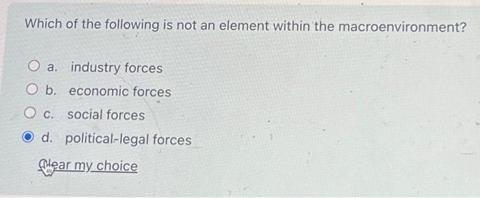 Solved Which of the following is not an element within the | Chegg.com