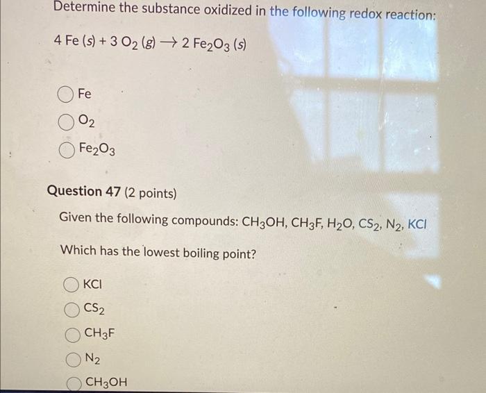 Solved Determine The Substance Oxidized In The Following | Chegg.com