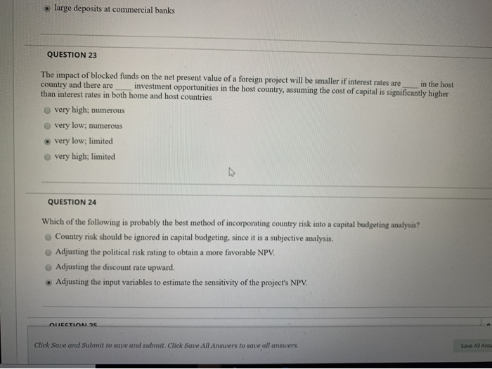 Solved • large deposits at commercial banks QUESTION 23 The
