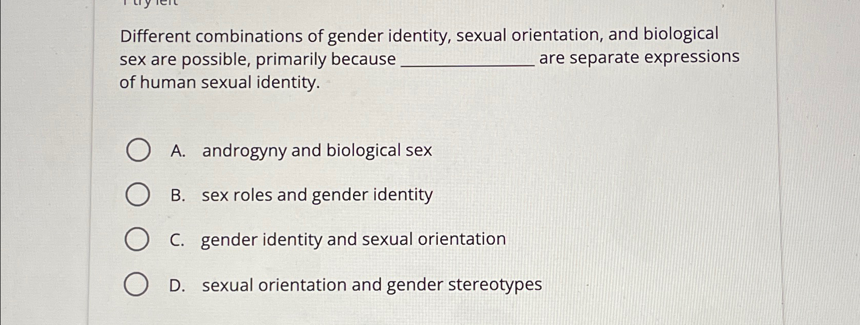 Solved Different combinations of gender identity, sexual | Chegg.com