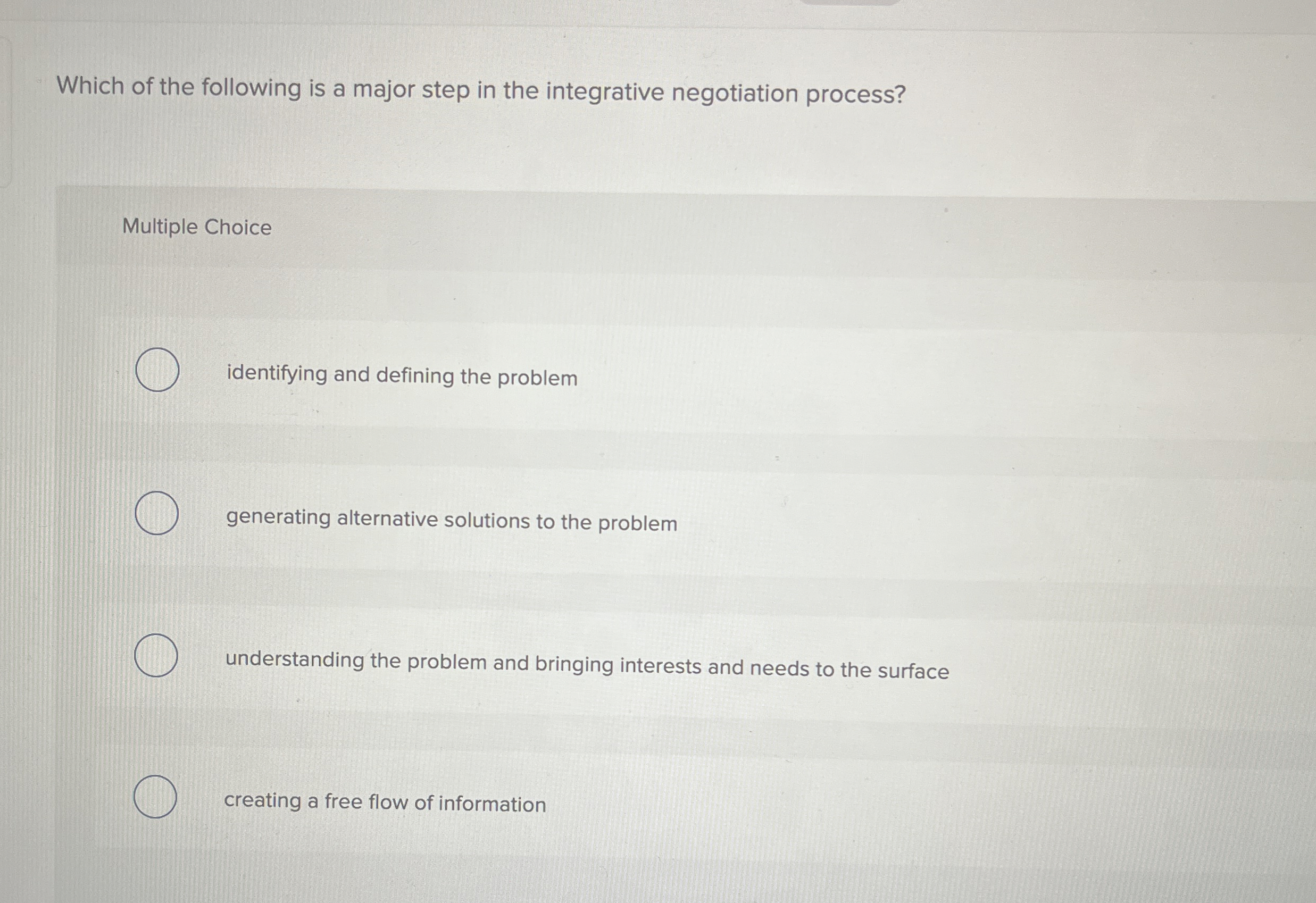 Solved Which of the following is a major step in the | Chegg.com