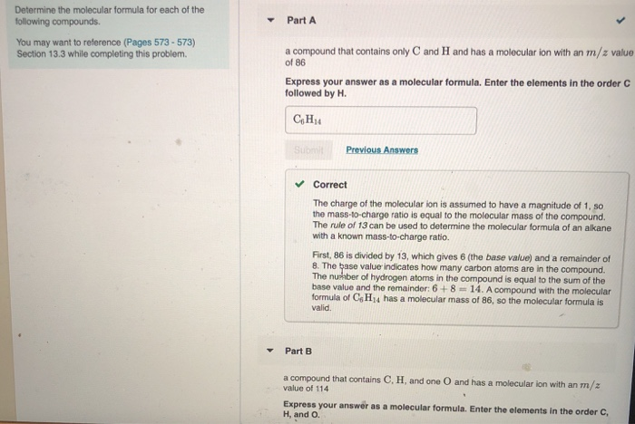 Solved Part A Determine The Molecular Formula For Each Of | Chegg.com