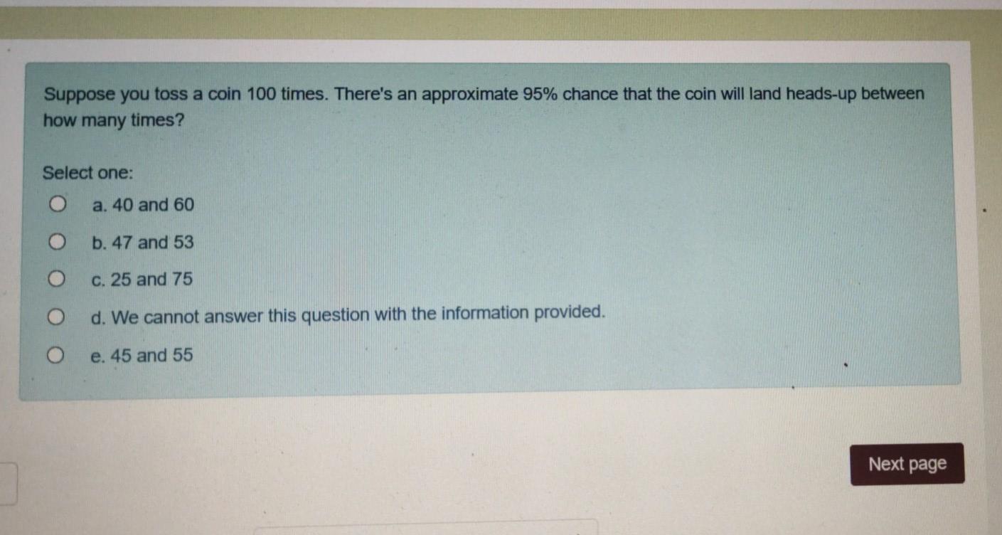Solved Suppose You Toss A Coin 100 Times There S An Chegg Com