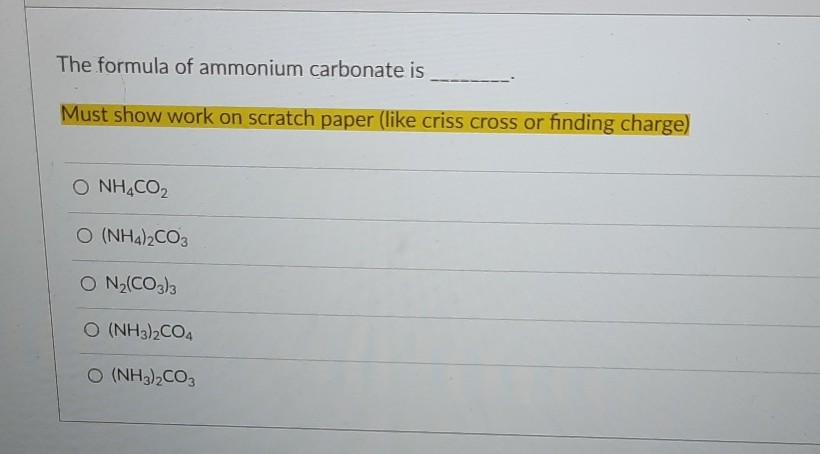 Ammonium carbonate formula