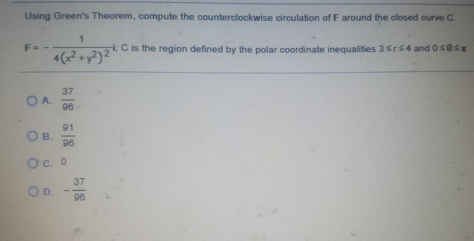 Solved Using Green's Theorem, compute the counterclockwise | Chegg.com