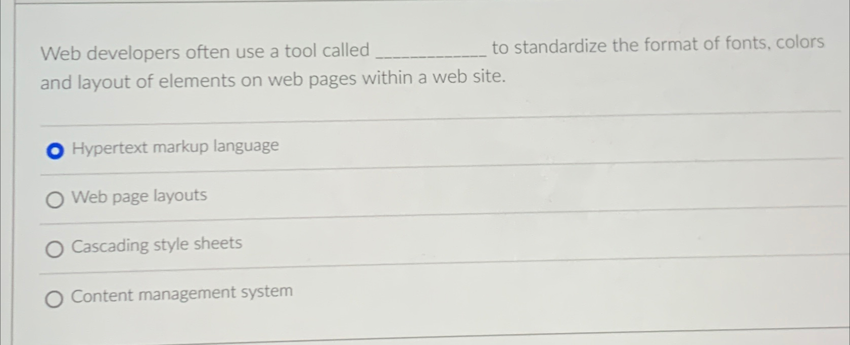 Solved Web developers often use a tool called to standardize | Chegg.com