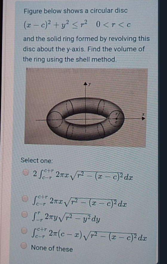 Solved Figure Below Shows A Circular Disc C Y Chegg Com