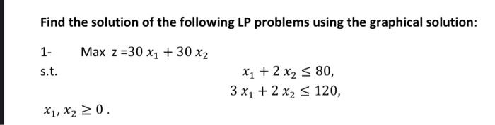 Solved Find the solution of the following LP problems using | Chegg.com