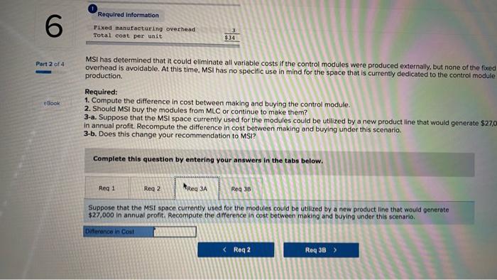 Solved 6 Part 2 of 4 Required information The following | Chegg.com