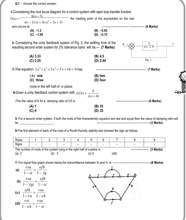 Solved 9 Q.1 - choose the currect answer 1-Considering the | Chegg.com