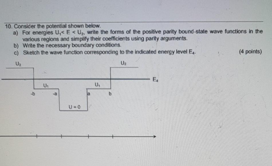 Solved 10. Consider the potential shown below. a) For | Chegg.com