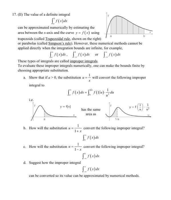 Solved 17. (II) The value of a definite integral ∫abf(x)dx | Chegg.com