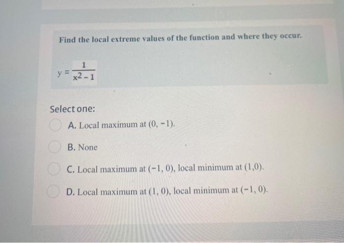 Solved Find the local extreme values of the function and | Chegg.com