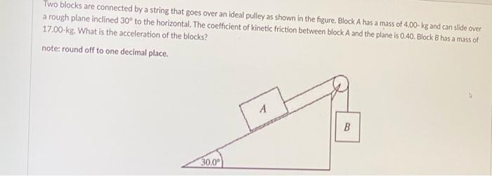 Solved Two blocks are connected by a string that goes over | Chegg.com