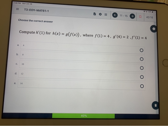 Solved 248 Pm Sun Jun 28 T3 Eoy Mat61 1 336 11 15 43 16 Chegg Com