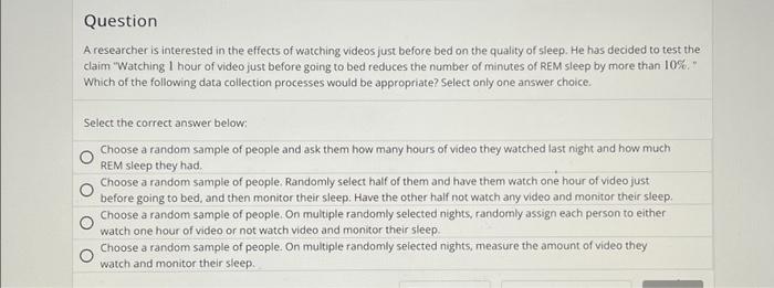 Solved Question A researcher is interested in the effects of | Chegg.com