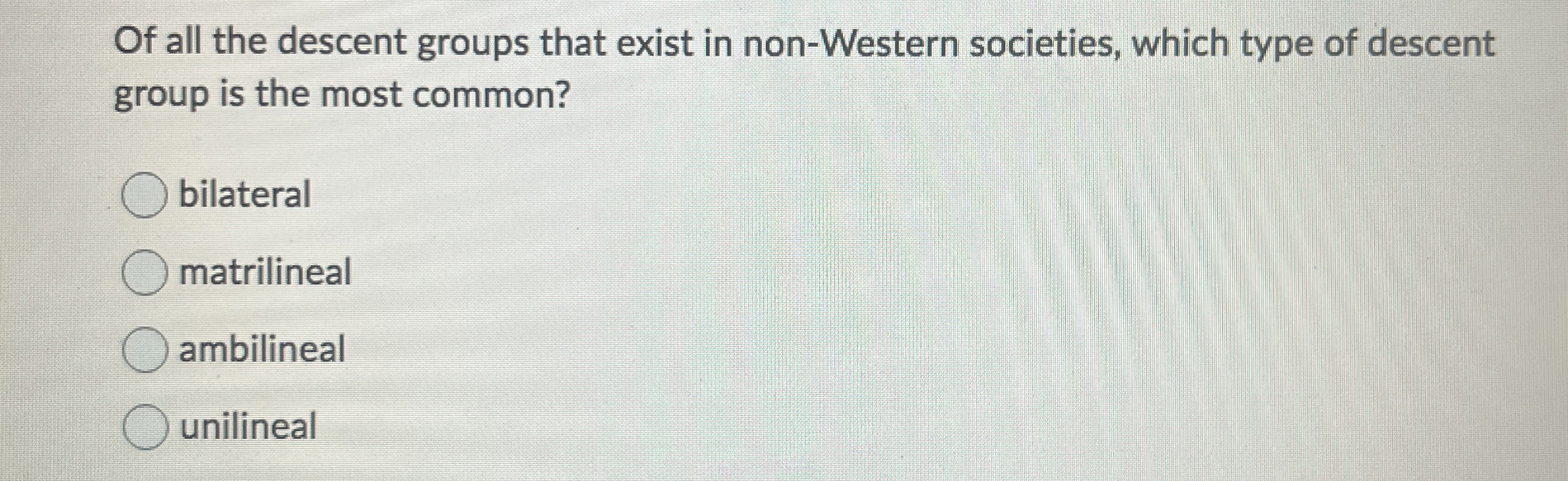 Solved Of all the descent groups that exist in non-Western | Chegg.com