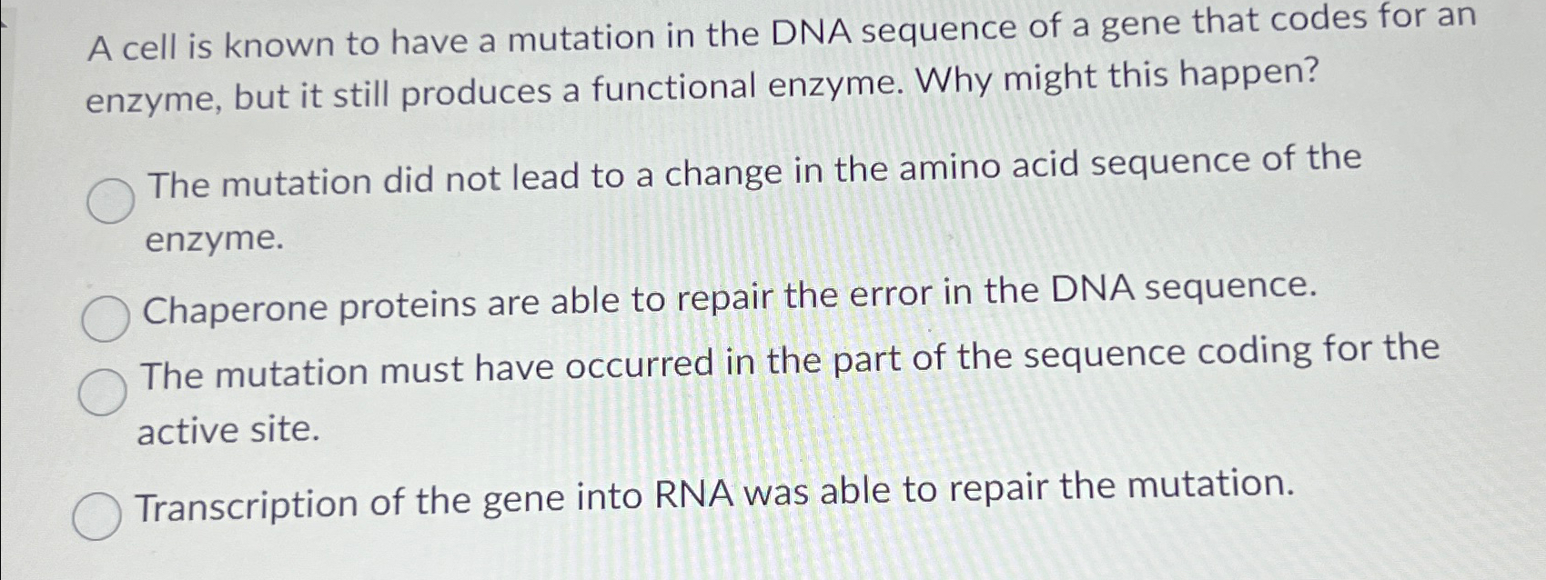 Solved A cell is known to have a mutation in the DNA | Chegg.com