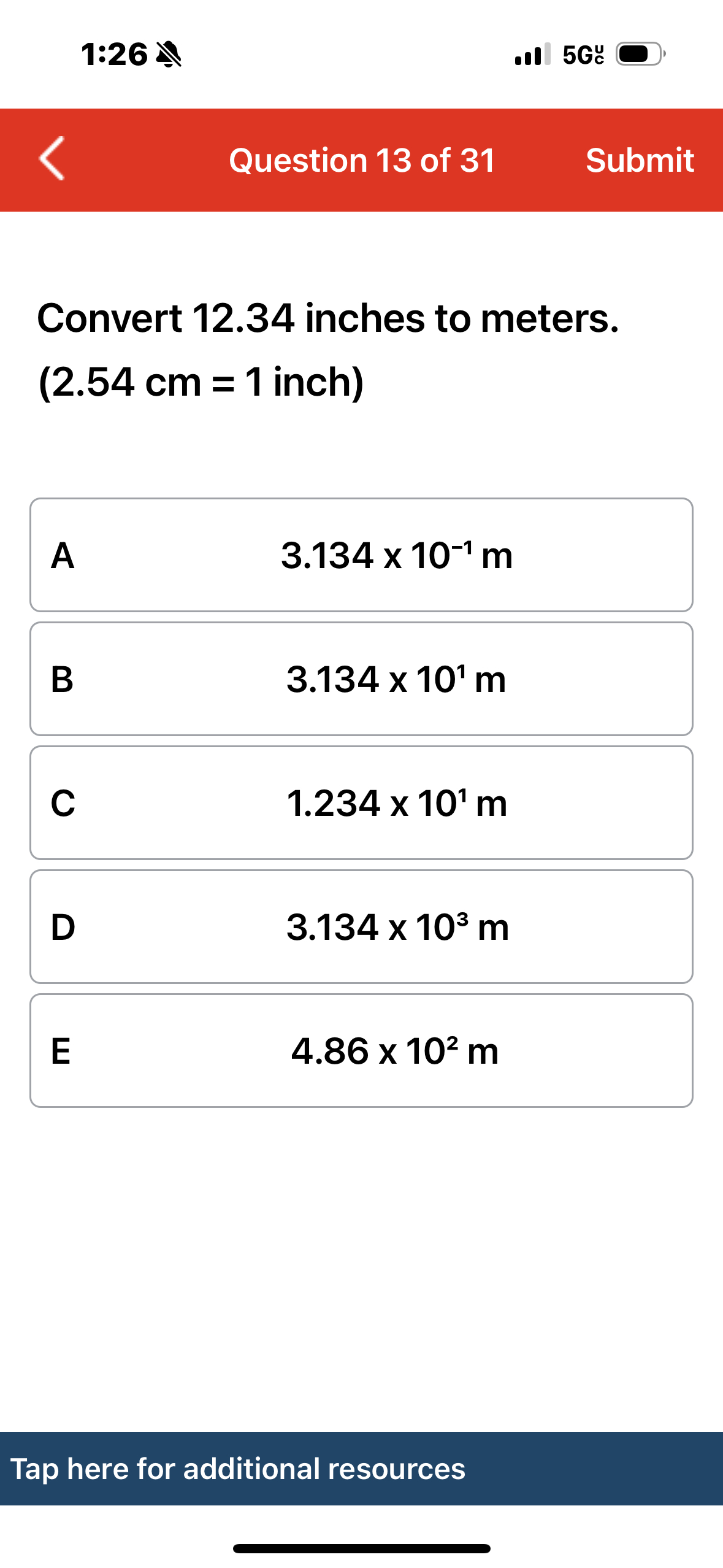 Solved Convert 12.34 ﻿inches to meters.( 2.54cm=1 | Chegg.com